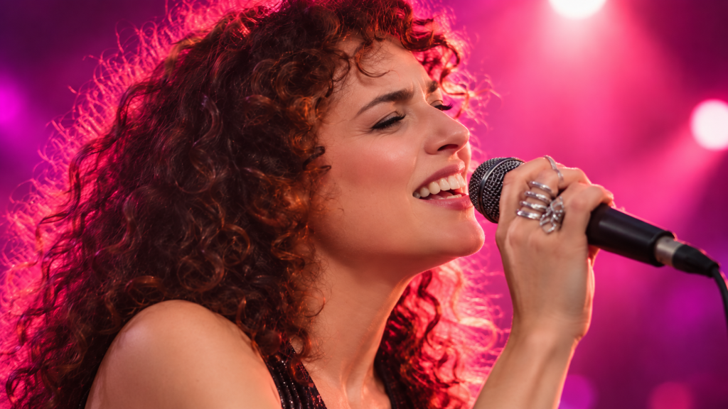 Chanteuse qui incarne sa personnalité sur scène avec authenticité grâce a la formation Match Your Talents
